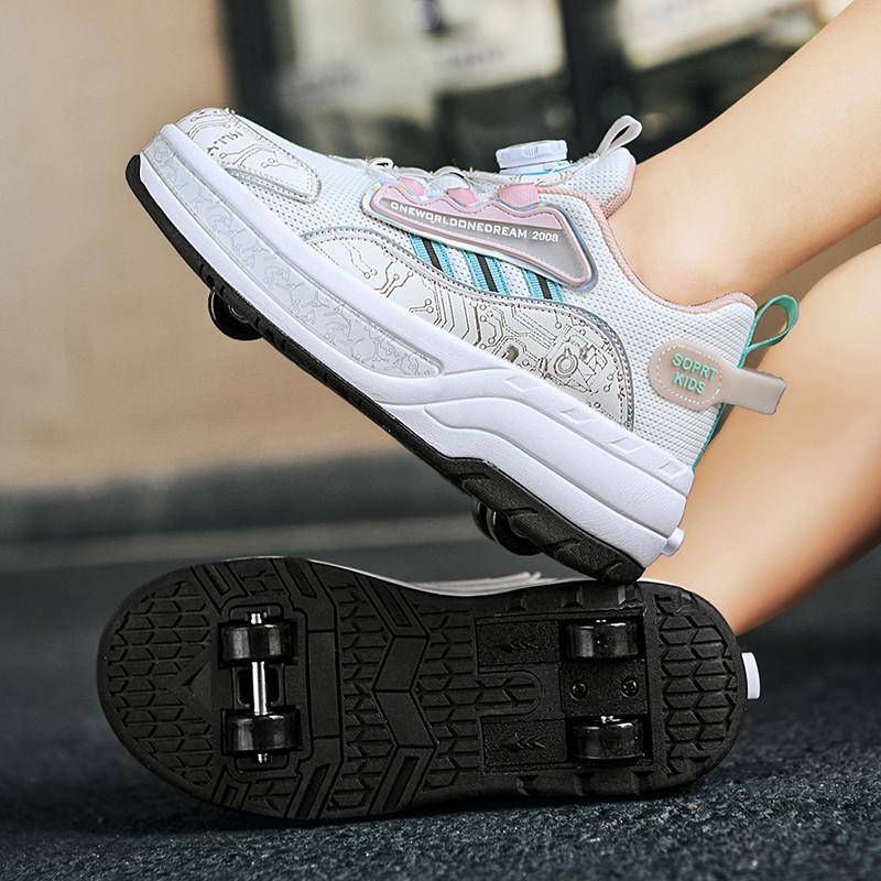 Neue Ausreißer-Schuhe Vierrad-Rollschuhe Jungen Kinderschuhe mit Rädern Mädchen Rollschuhe 42 von Joom DACH