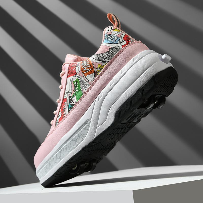 Neue Ausreißer-Schuhe Vierrad-Rollschuhe Jungen Kinderschuhe mit Rädern Mädchen Rollschuhe 42 von Joom DACH