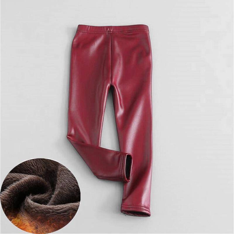 Neue Baby Mädchen Leggings Winter Kinder Dicke Samt Leggings Bleistift Hosen Kinder Warme Hosen Faux PU Leder Legging Dünne Hosen 120 von Joom DACH