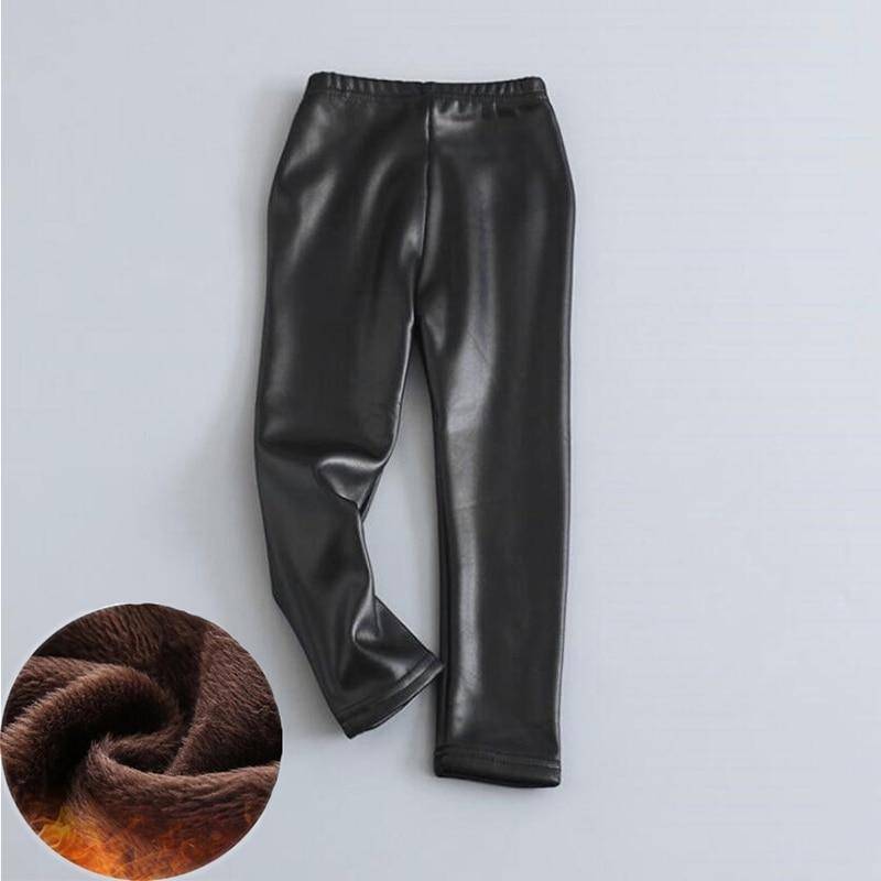 Neue Baby Mädchen Leggings Winter Kinder Dicke Samt Leggings Bleistift Hosen Kinder Warme Hosen Faux PU Leder Legging Dünne Hosen 140 von Joom DACH