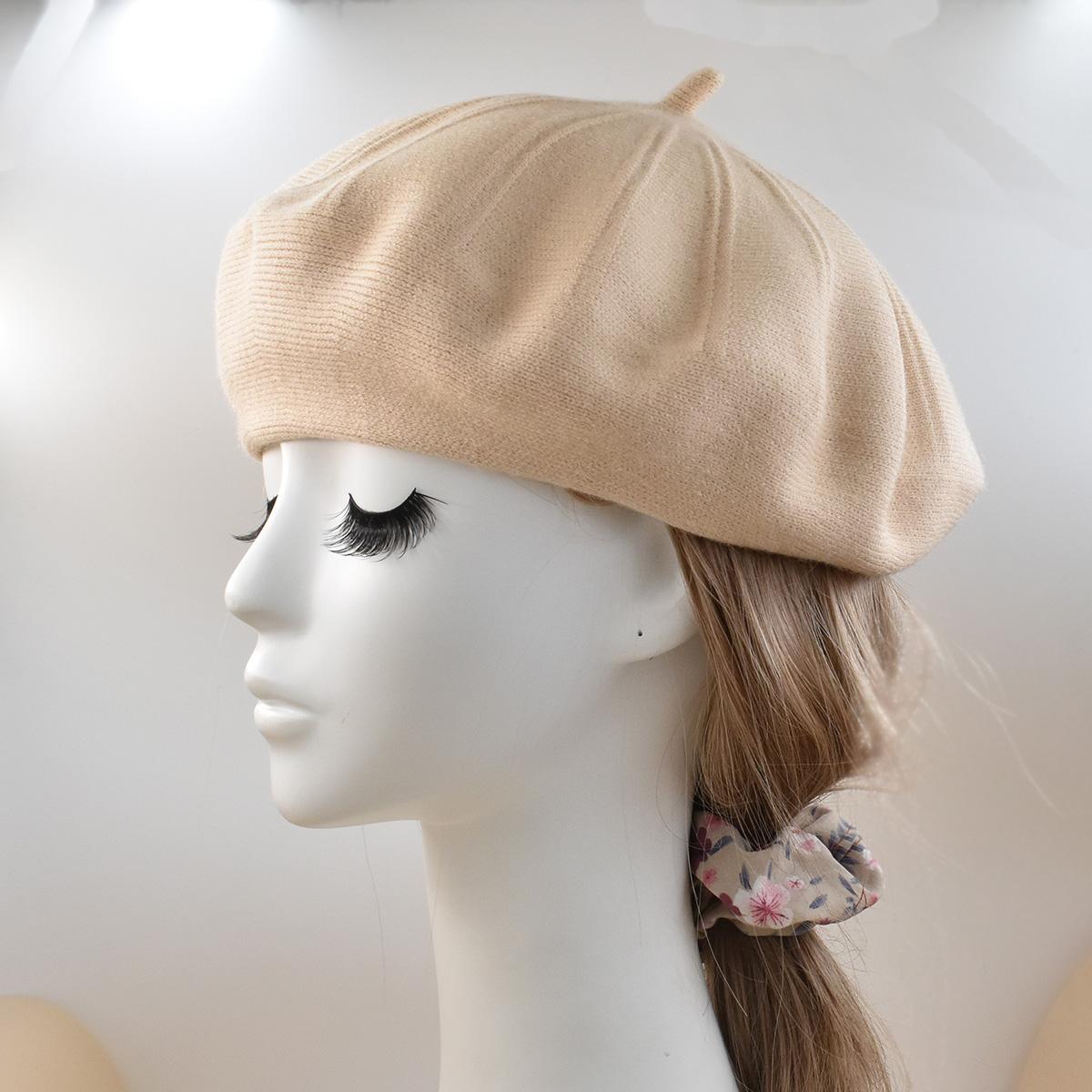 Neue Baskenmütze für Damen, Herbst- und Wintermütze, modisches Muster, gestreift, warmes Kaninchenhaar, stricken, vielseitig einsetzbar, schwarz, weiß, rot, Beanie-Kappe von Joom DACH