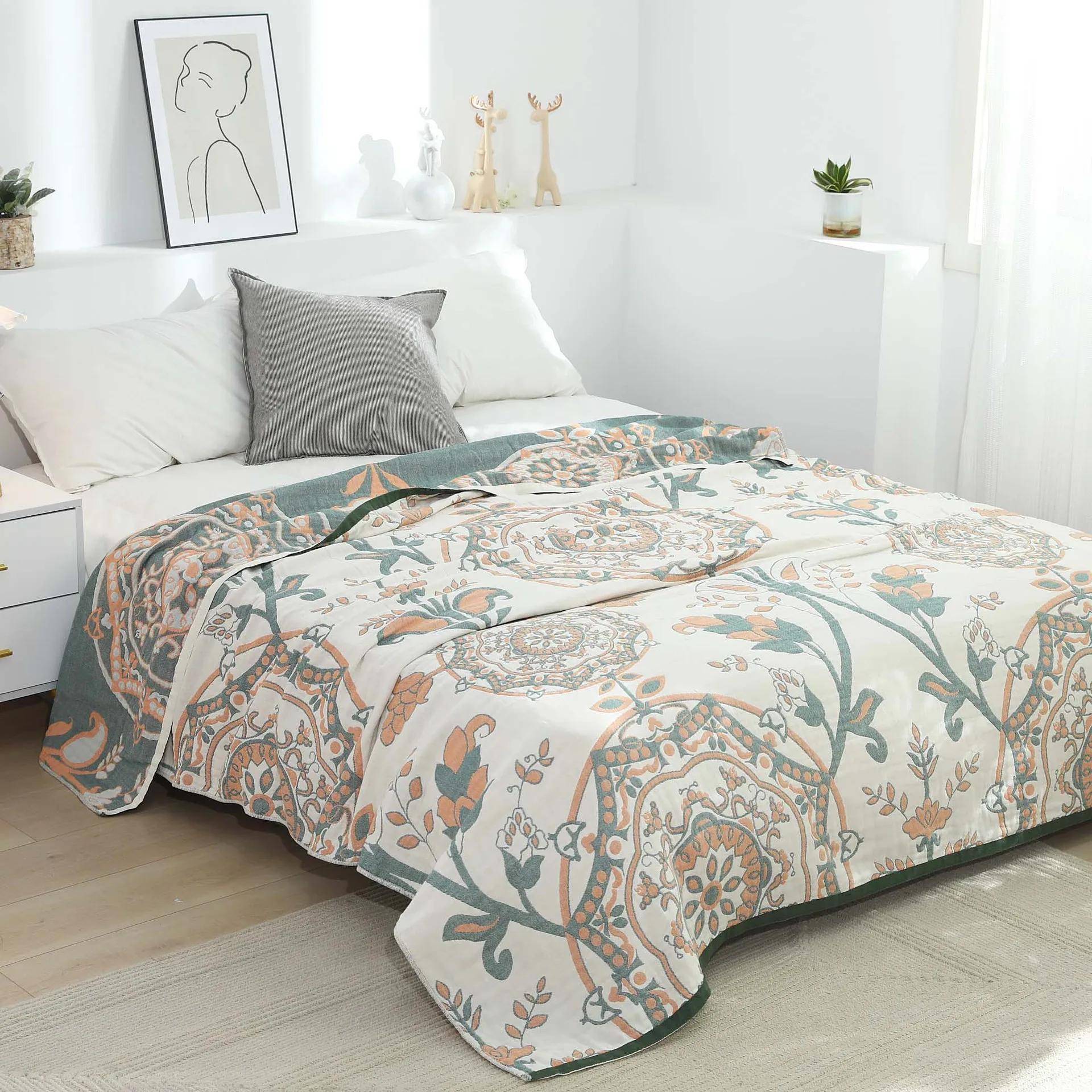 Neue Baumwolldecke für Betten Boho Sofa Handtuch Sommer Cool Quilt Casual Decke Überwurf Weiche Mandala Bettdecke Doppelseitiges Laken 200x230cm von Joom DACH