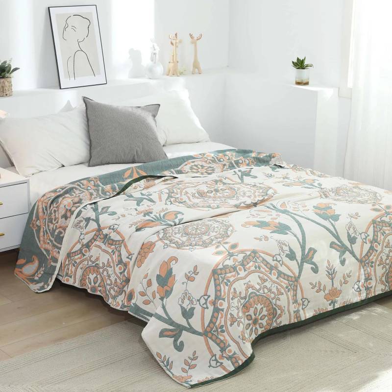 Neue Baumwolldecke für Betten Boho Sofa Handtuch Sommer Cool Quilt Casual Decke Überwurf Weiche Mandala Bettdecke Doppelseitiges Laken 200x230cm von Joom DACH