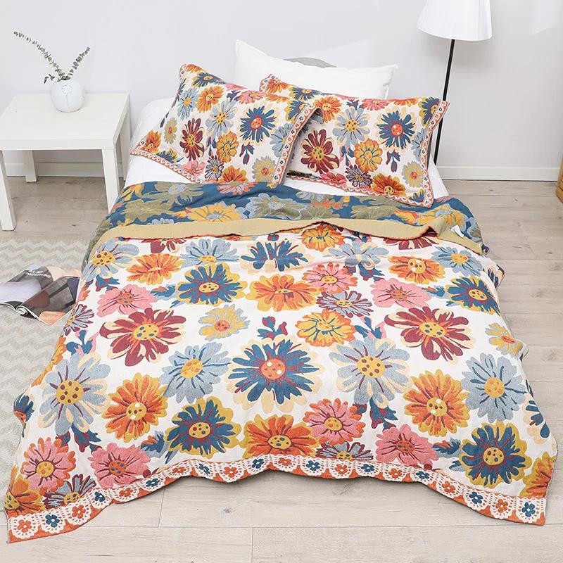 Neue Baumwolldecke für Betten Boho Sofa Handtuch Sommer Cool Quilt Casual Decke Überwurf Weiche Mandala Bettdecke Doppelseitiges Laken 200x230cm von Joom DACH