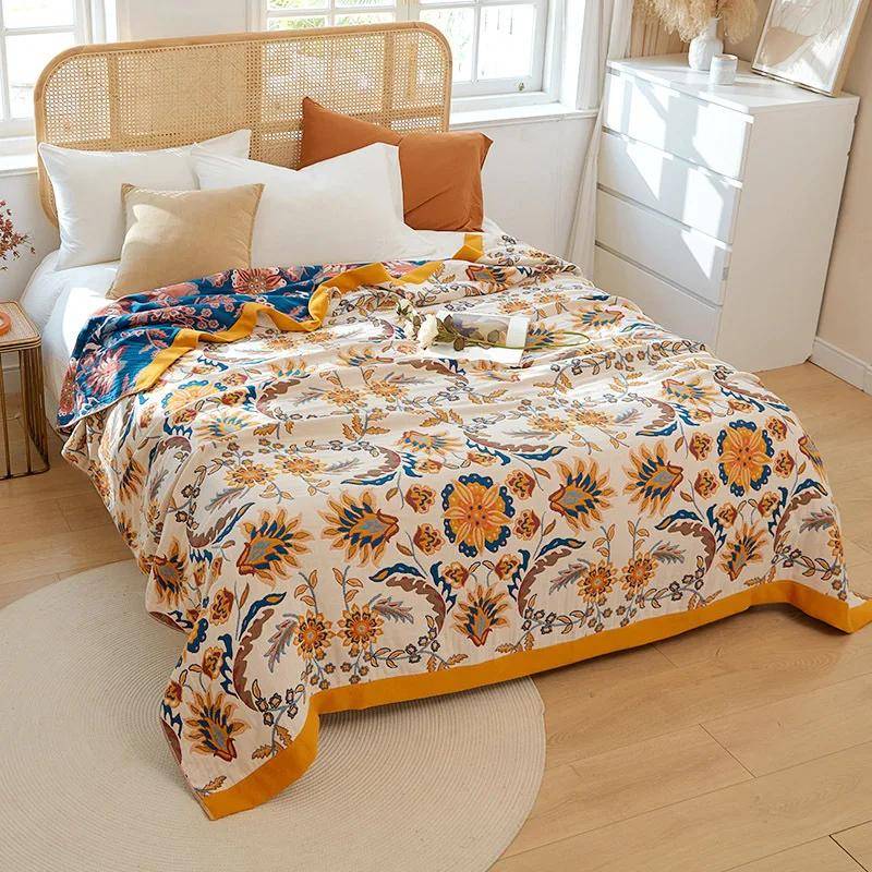 Neue Baumwolldecke für Betten Boho Sofa Handtuch Sommer Cool Quilt Casual Decke Überwurf Weiche Mandala Bettdecke Doppelseitiges Laken 200x230cm von Joom DACH