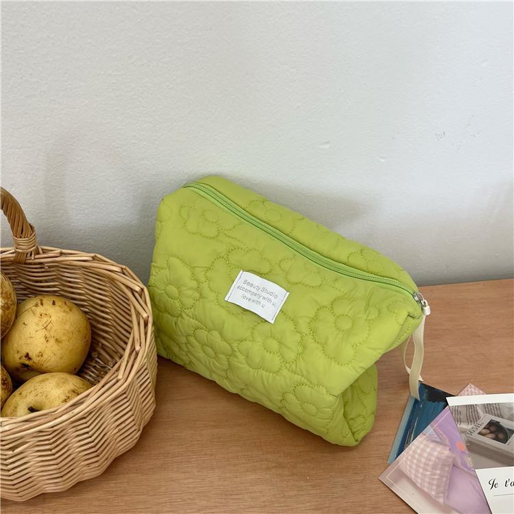 Neue Blumenmuster Frauen Make-up-Tasche Toilettenartikel Kosmetik Organizer Reißverschlusstasche Reisewaschbeutel Kosmetiktasche Weibliche Make-up-Taschen grün von Joom DACH