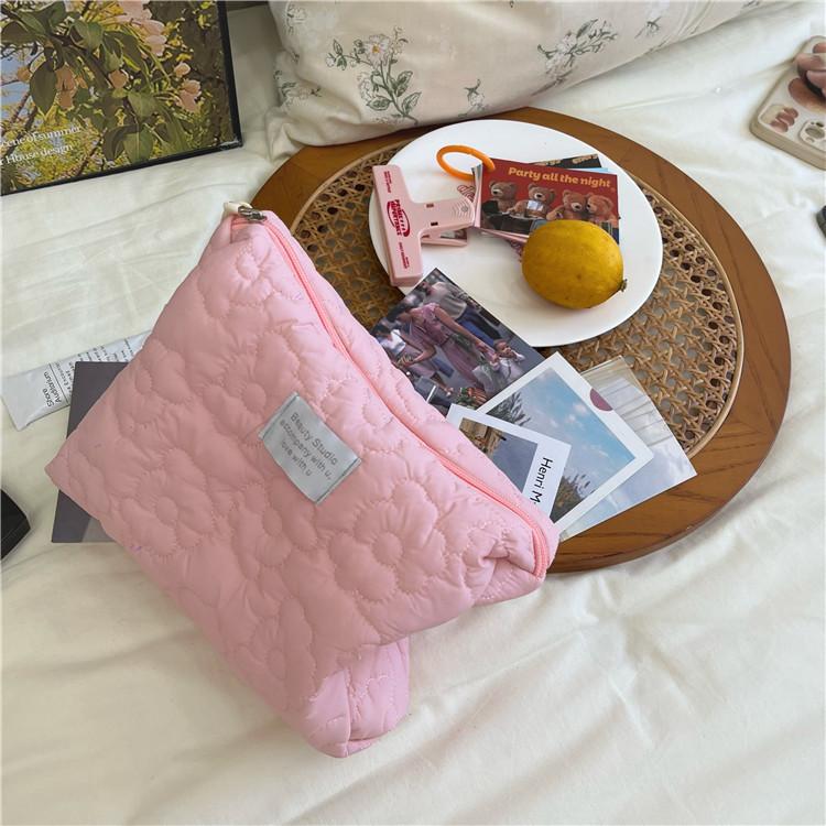 Neue Blumenmuster Frauen Make-up-Tasche Toilettenartikel Kosmetik Organizer Reißverschlusstasche Reisewaschbeutel Kosmetiktasche Weibliche Make-up-Taschen rosa von Joom DACH