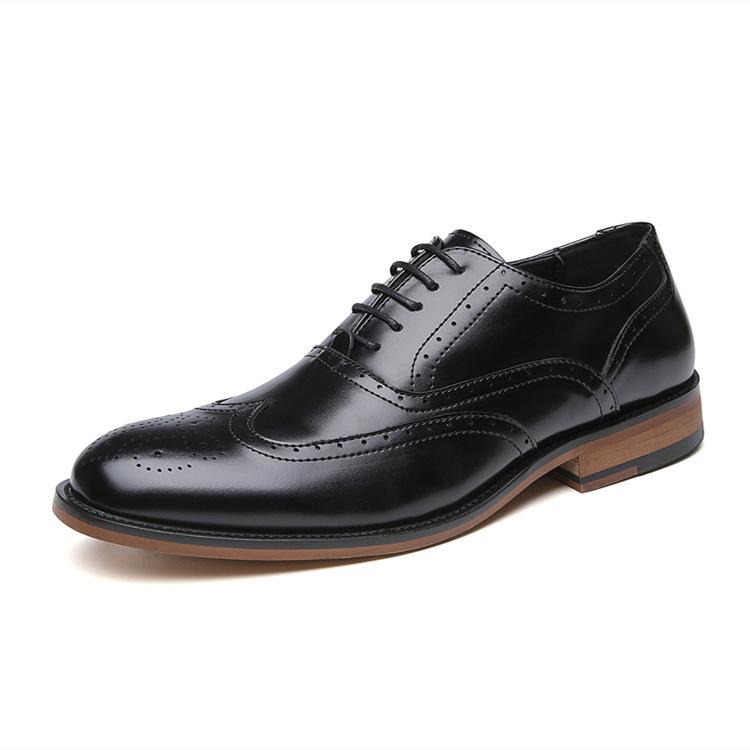 Neue Britische Business Schuhe mit runder Spitze Herren Schnitzerei Brogue Formelle Kleidung Derby Schuhe Büro Hochzeit Pumps 45 schwarz von Joom DACH