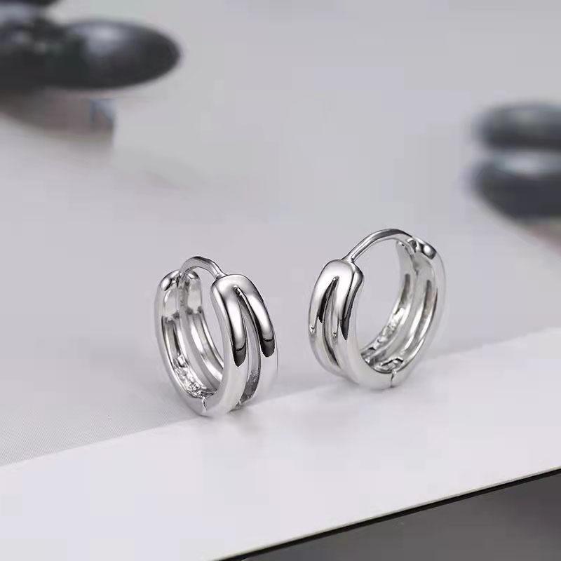 Neue Creolen aus Edelstahl Punk Multilayer Round Double Hoop Hip Hop Ohrringe Durchbohrte Ohrstecker Männer Ohrringe 1 pair silber von Joom DACH