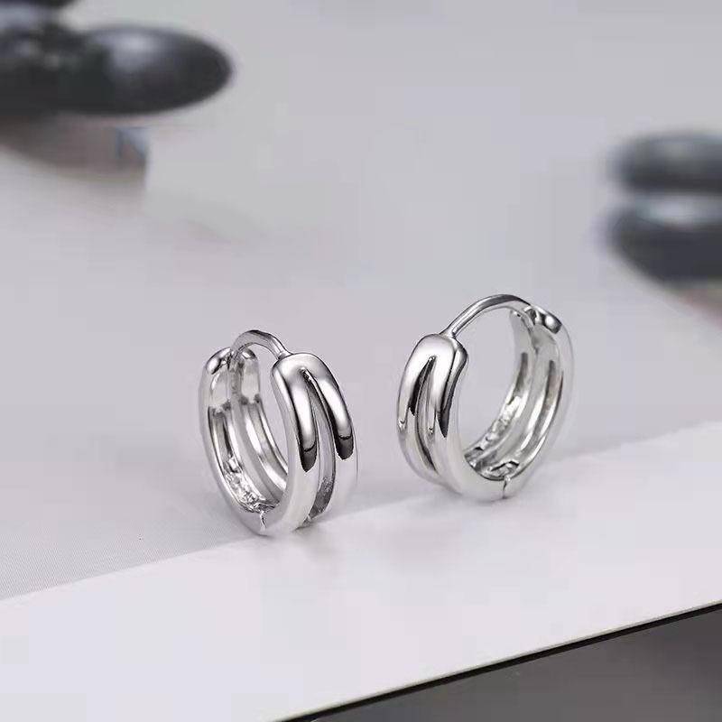 Neue Creolen aus Edelstahl Punk Multilayer Round Double Hoop Hip Hop Ohrringe Durchbohrte Ohrstecker Männer Ohrringe 1 pair silber von Joom DACH