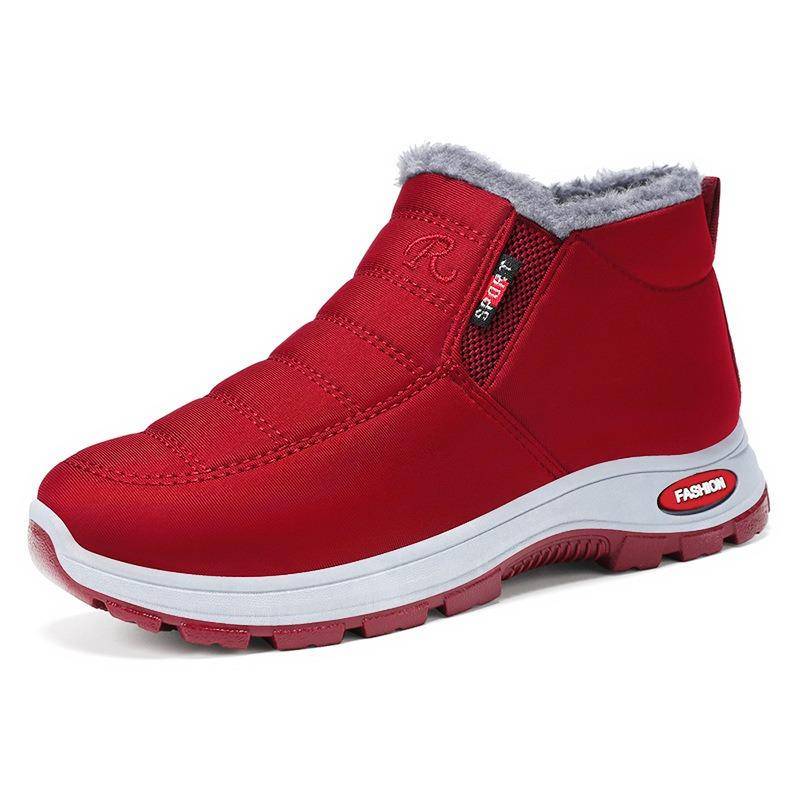 Neue Damen-Baumwollschuhe in Übergröße Ein-Fuß-Stiefel Baumwollstiefel mit Fleece und verdickte Schneestiefel 43 rot von Joom DACH