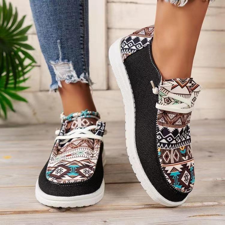 Neue Damen Frühling Herbst Schuhe Runde Kappe Mode Wanderschuhe Farblich passende Casual Bequeme Flach Mund Sneaker 43 schwarz von Joom DACH