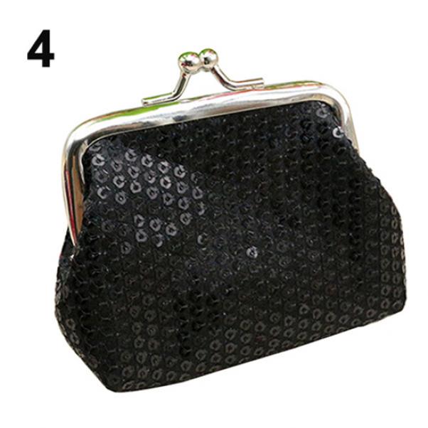 Neue Damen-Geldbörse mit Pailletten, Bling-Bling-Clutch, glitzernde Mini-Geldbörse mit praktischer Schnalle one size schwarz von Joom DACH