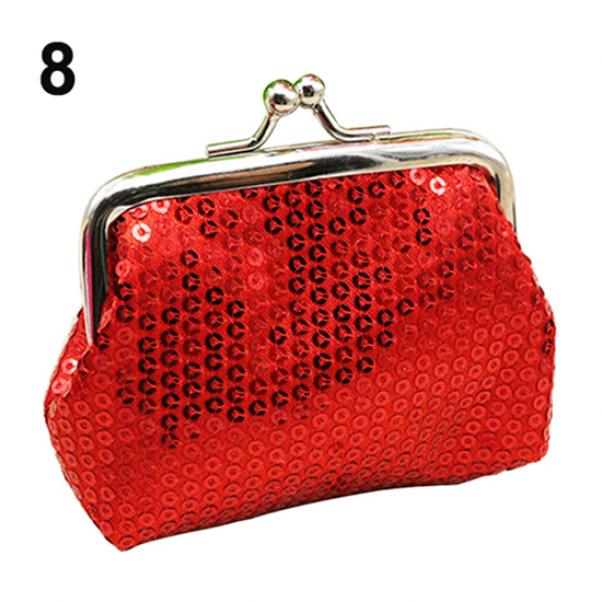 Neue Damen-Geldbörse mit Pailletten, Bling-Bling-Clutch, glitzernde Mini-Geldbörse mit praktischer Schnalle one size rot von Joom DACH