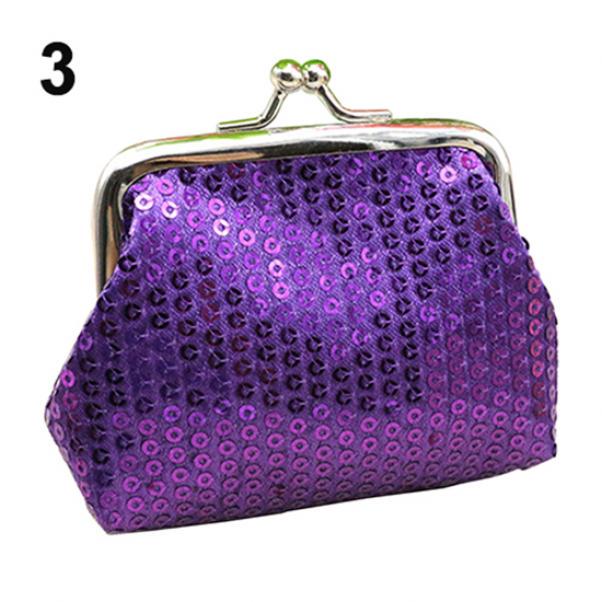 Neue Damen-Geldbörse mit Pailletten, Bling-Bling-Clutch, glitzernde Mini-Geldbörse mit praktischer Schnalle one size violett von Joom DACH