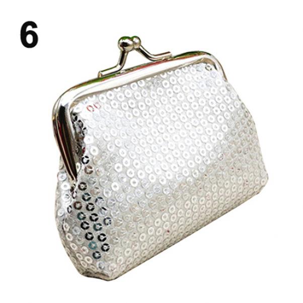 Neue Damen-Geldbörse mit Pailletten, Bling-Bling-Clutch, glitzernde Mini-Geldbörse mit praktischer Schnalle one size silber von Joom DACH