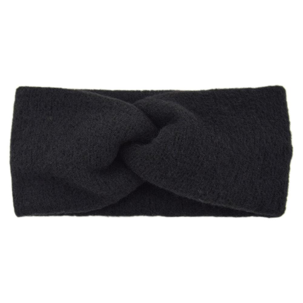 Neue Damen Mädchen Einfarbig Haarband Gestrickte Wolle Stirnbänder Vintage Cross Turban Bandage Ohrwärmer Haarbänder Haaraccessoires schwarz von Joom DACH