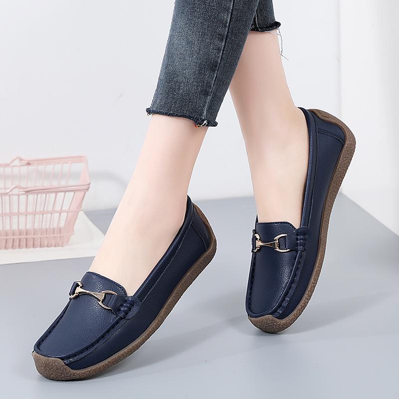 Neue Damen Schuhe Flats Leder Mokassins Sneakers Frau Freizeitschuhe Slipper Loafers Weibliche Bootsschuhe Große Größe 44 36 von Joom DACH