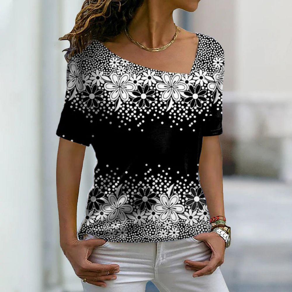 Neue Damen-T-Shirts, Blumendruck, Damenbekleidung, kurzärmelige Oberteile, V-Ausschnitt, Sweatshirts, Streetwear, übergroße T-Shirts, Damen-T-Shirt 2XL Neue Damen-T-Shirts, Blumendruck, Damenbekleidung, kurzärmelige Oberteile, V-Ausschnitt, Sweatshirts, Streetwear, übergroße T-Shirts, Damen-T-Shirt 2XL von Joom DACH