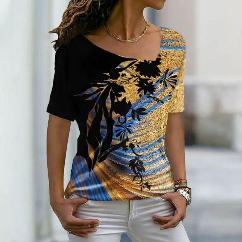 Neue Damen-T-Shirts, Blumendruck, Damenbekleidung, kurzärmelige Oberteile, V-Ausschnitt, Sweatshirts, Streetwear, übergroße T-Shirts, Damen-T-Shirt 6XL Neue Damen-T-Shirts, Blumendruck, Damenbekleidung, kurzärmelige Oberteile, V-Ausschnitt, Sweatshirts, Streetwear, übergroße T-Shirts, Damen-T-Shirt 6XL von Joom DACH