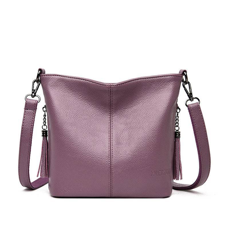 Neue Damen-Umhängetasche mit einer Schulter, kleine quadratische Tasche aus weichem Leder one Size lavendel von Joom DACH