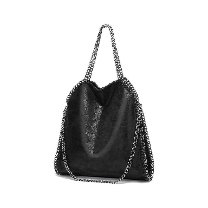 Neue Damenhandtaschen Weiches Leder Modedesigner Henkeltasche Lässig Tasche Damen Tragetasche Tragbar Kette Große Umhängetaschen Schwarz schnell von Joom DACH