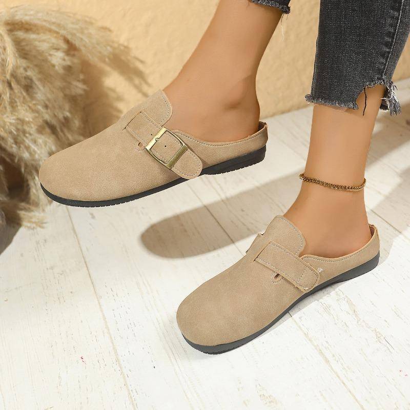 Neue Damenschuhe Geschlossene Zehen Damen Hausschuhe Mode Gürtelschnalle Lässige Hausschuhe Damen Heißer Verkauf Übergröße Flache Hausschuhe 44 khaki von Joom DACH