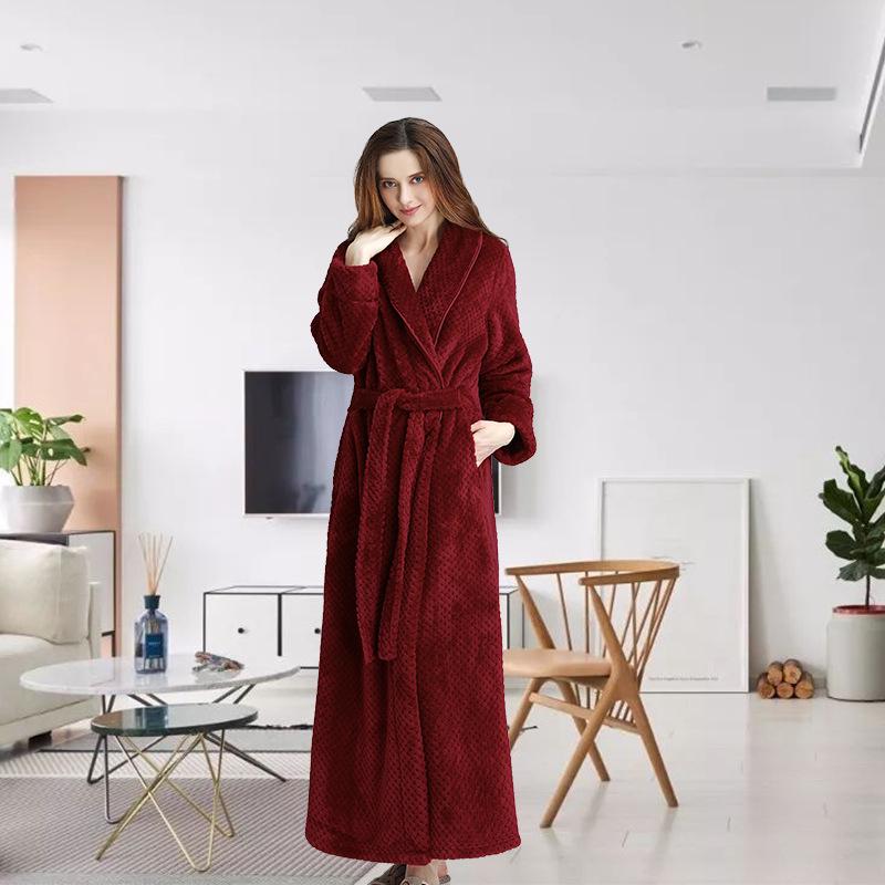 Neue Design Frauen Korallen Fleece Kleid Nacht Robe Lange Maxi Herbst Winter Dicke Warme Robe Kleid M von Joom DACH