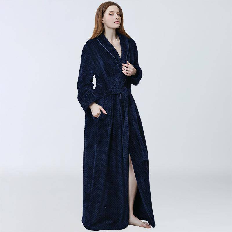 Neue Design Frauen Korallen Fleece Kleid Nacht Robe Lange Maxi Herbst Winter Dicke Warme Robe Kleid XL von Joom DACH