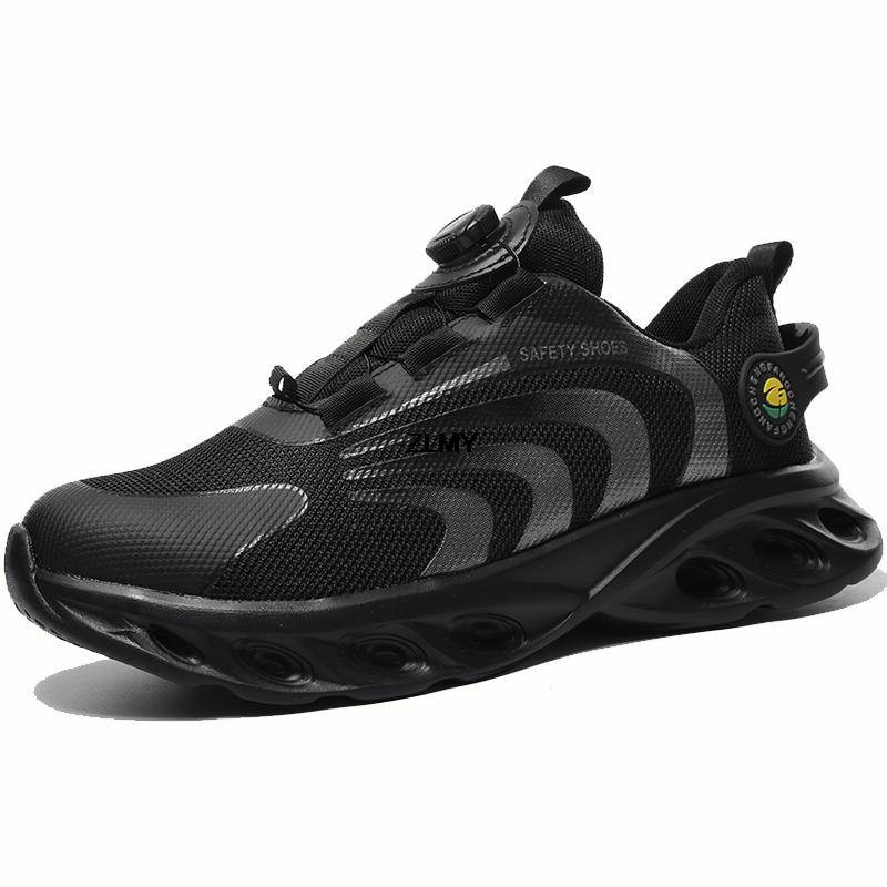 Neue Design Sicherheitsschuhe Männer Stahlkappe Sneaker Licht Pannensichere Arbeitsschuhe Gedreht Knopf Mann Arbeit Sicherheitsstiefel Anti-smash 46 von Joom DACH