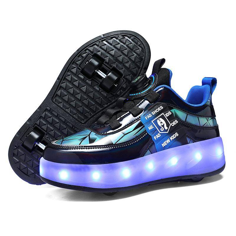 Neue Doppelrad-Runaway-Schuhe, Jungen- und Mädchen-Rollenschuhe können als Variantenschuhe gesammelt werden, Schlittschuhe mit Lichtern und Leuchtschuhe 35 von Joom DACH