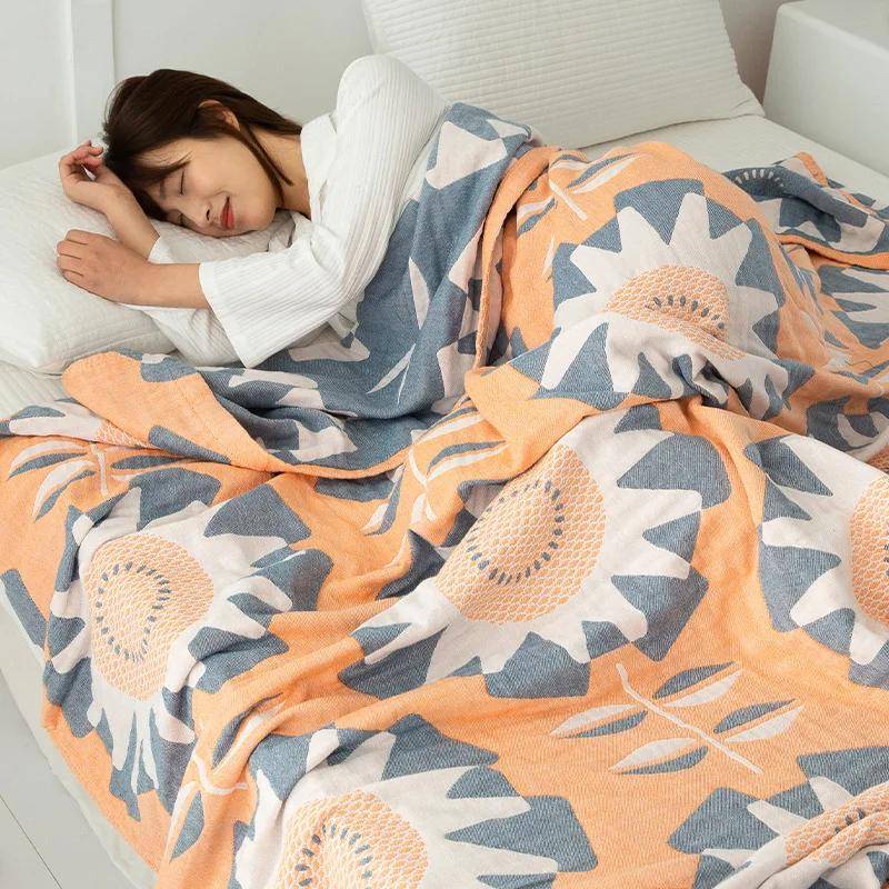 Neue Doppelte Baumwolldecke für Betten Gaze Sofa Handtuch Laken Einzelne Kühle Steppdecke Weiche Decke Atmungsaktive Bequeme Bettdecke 150X200CM von Joom DACH