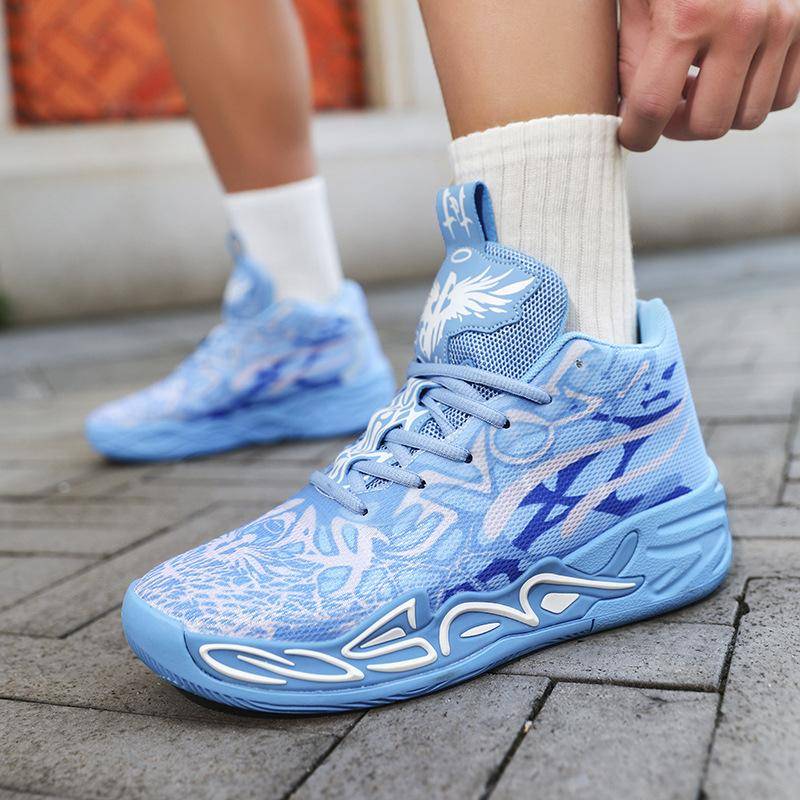 Neue Drei-Ball-Vier-Generationen-Basketballschuhe High-Top Neue Schüler Jungen und Jugendliche Tatsächlicher Kampf Zement Sportschuhe 39 von Joom DACH