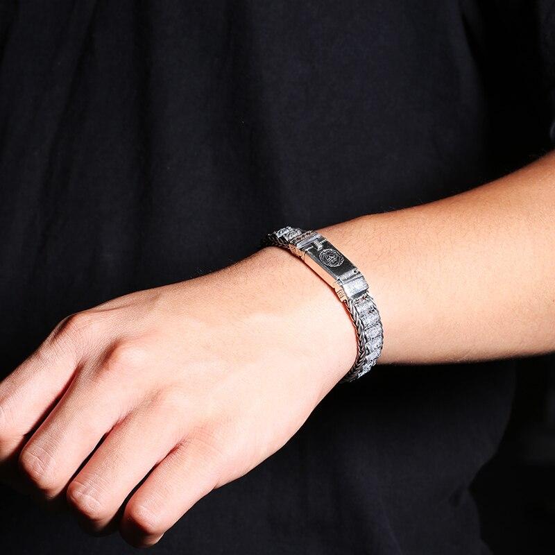 Neue Echt S925 Reinem Silber Mann Armband Hand-Woven Buddhistischen Sechs-charakter Mantra Revolver Persönlichkeit Glück Jungen geschenke 20cm von Joom DACH