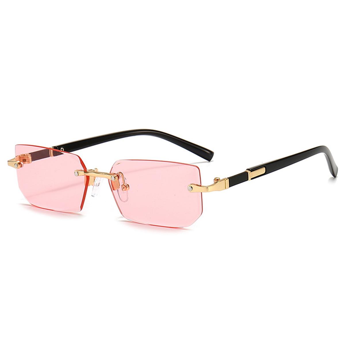 Neue Europäische und Amerikanische Business-Stil Herren Randlose Mode Sonnenbrille Metallverzierte Sonnenbrille Weibliche Persönlichkeit Gelee-farbene Sonnenbrille. rosa von Joom DACH