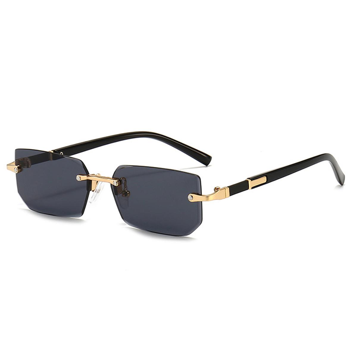 Neue Europäische und Amerikanische Business-Stil Herren Randlose Mode Sonnenbrille Metallverzierte Sonnenbrille Weibliche Persönlichkeit Gelee-farbene Sonnenbrille. schwarz von Joom DACH