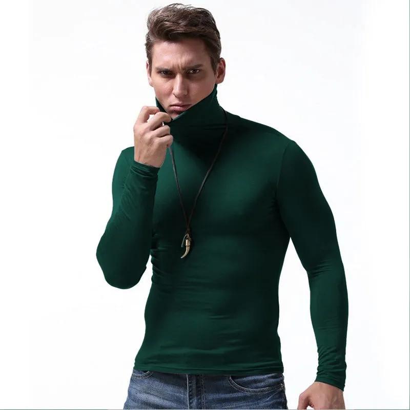 Neue Flexible Baumwolle Herbst Winter Männer Unterwäsche Pullover Rollkragen Einfarbig Casual Pullover männer Slim Fit Marke Gestrickte Pullover 3XL grün von Joom DACH