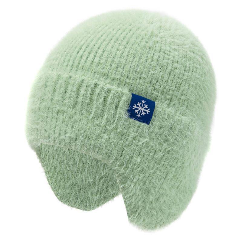Neue Frauen Candy Farben Earflap Winter Hut Mode Faux Pelz Gestrickte Hut Kpop Stil Weichen Beanie Hüte Weibliche Streetwear Kappe 54cm-58cm hellgrüne von Joom DACH