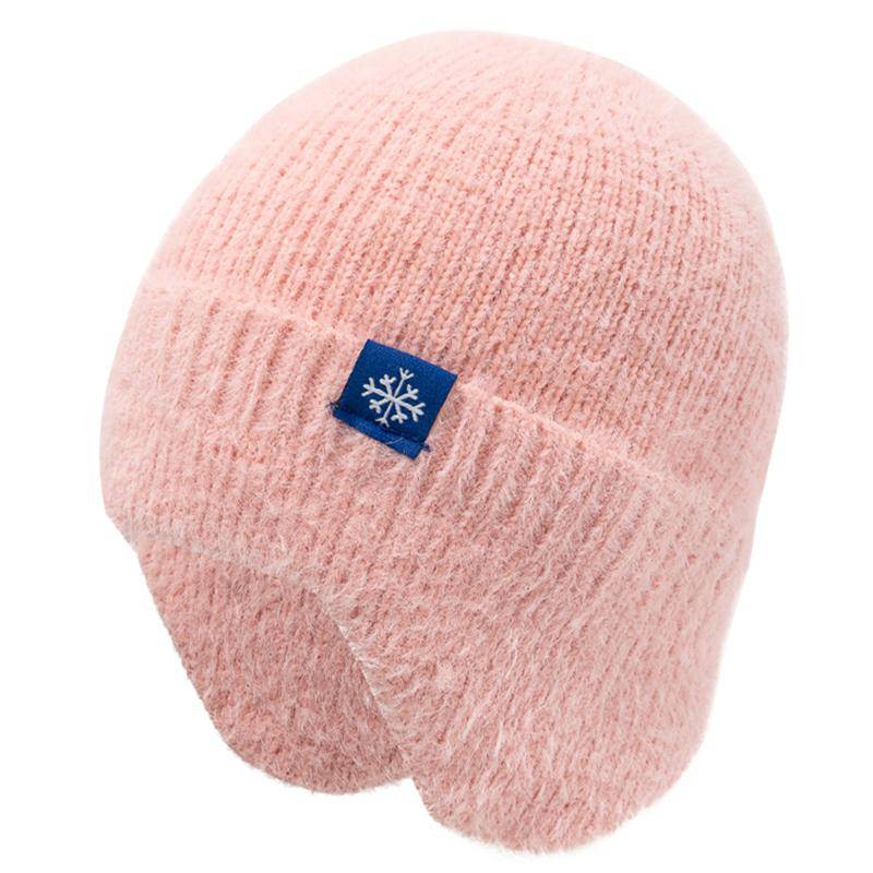Neue Frauen Candy Farben Earflap Winter Hut Mode Faux Pelz Gestrickte Hut Kpop Stil Weichen Beanie Hüte Weibliche Streetwear Kappe 54cm-58cm rosa von Joom DACH