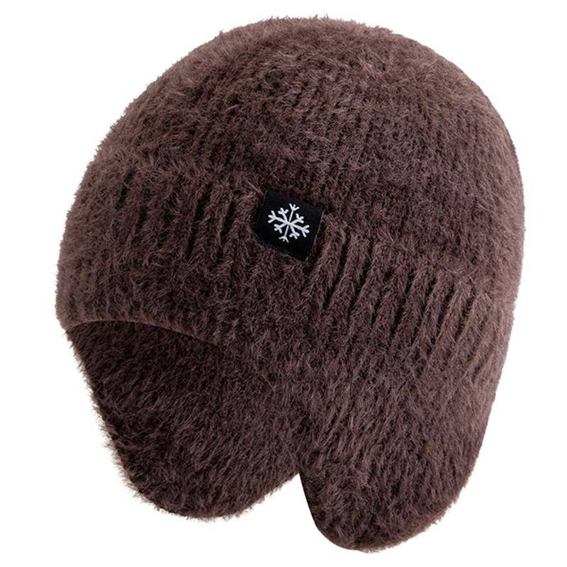 Neue Frauen Candy Farben Earflap Winter Hut Mode Faux Pelz Gestrickte Hut Kpop Stil Weichen Beanie Hüte Weibliche Streetwear Kappe 54cm-58cm kaffeebraun von Joom DACH