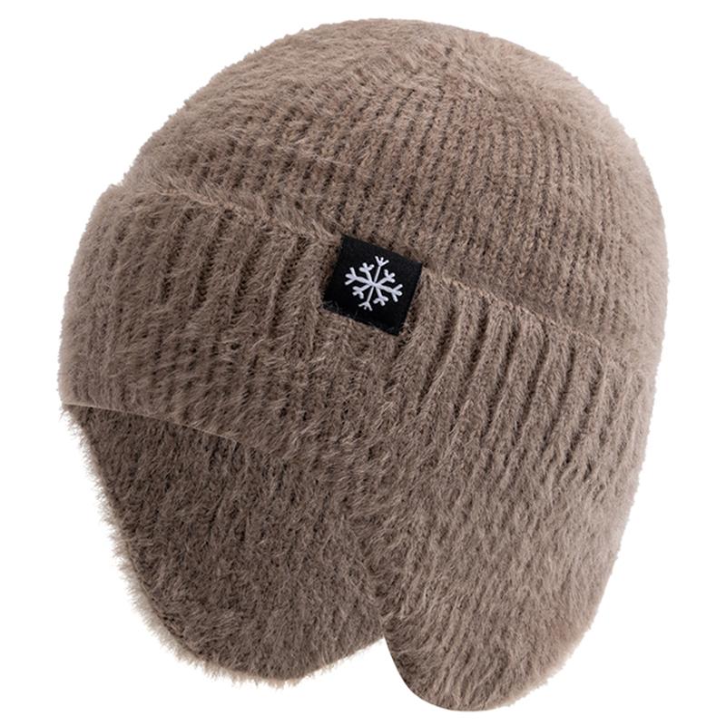 Neue Frauen Candy Farben Earflap Winter Hut Mode Faux Pelz Gestrickte Hut Kpop Stil Weichen Beanie Hüte Weibliche Streetwear Kappe 54cm-58cm khaki von Joom DACH