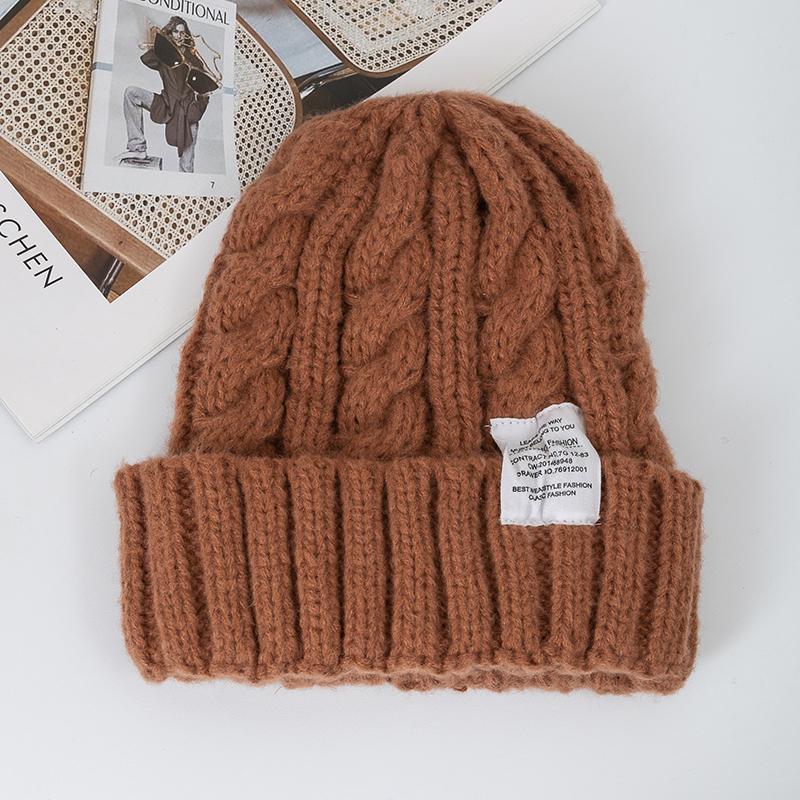Neue Frauen Candy Farben Winter Hut Mode Tuch Label Gestrickte Hut Kpop Stil Weiche Beanie Hüte Für Frauen Streetwear Winter kappe kamelfarben von Joom DACH