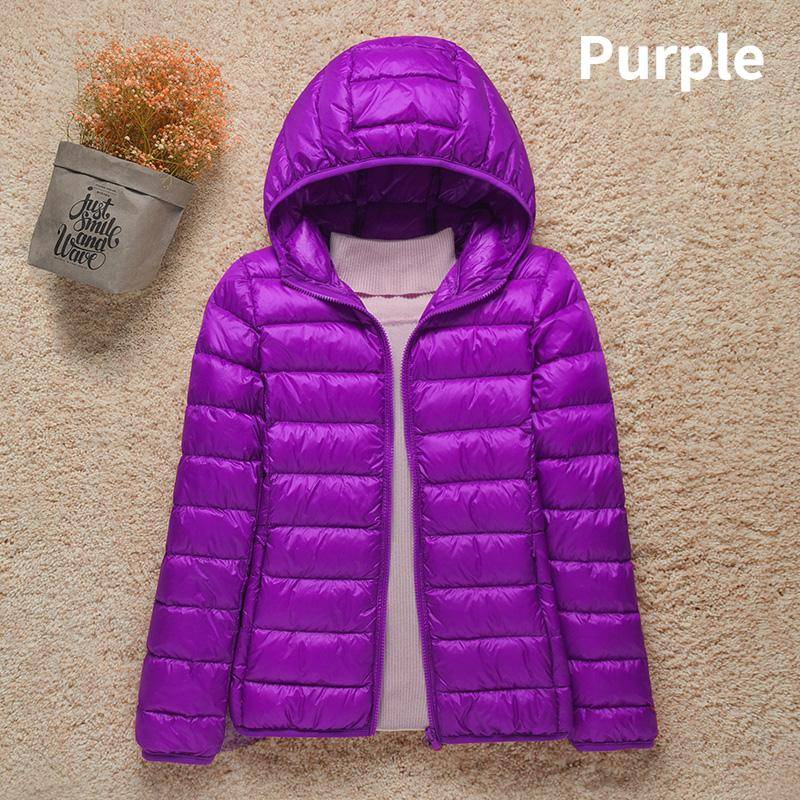 Neue Frauen Dünne Daunenjacke Weiße Entendaunen Ultraleichte Jacken Herbst Und Winter Warme Mäntel Tragbare Outwear 4XL violett von Joom DACH