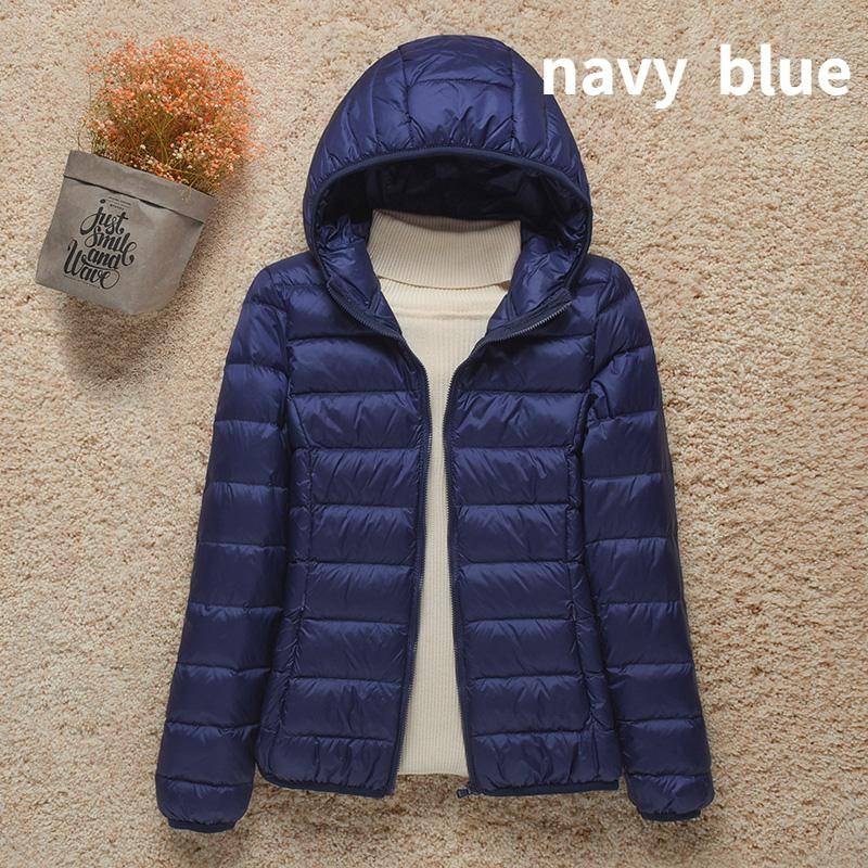 Neue Frauen Dünne Daunenjacke Weiße Entendaunen Ultraleichte Jacken Herbst Und Winter Warme Mäntel Tragbare Outwear 5XL navy blau von Joom DACH
