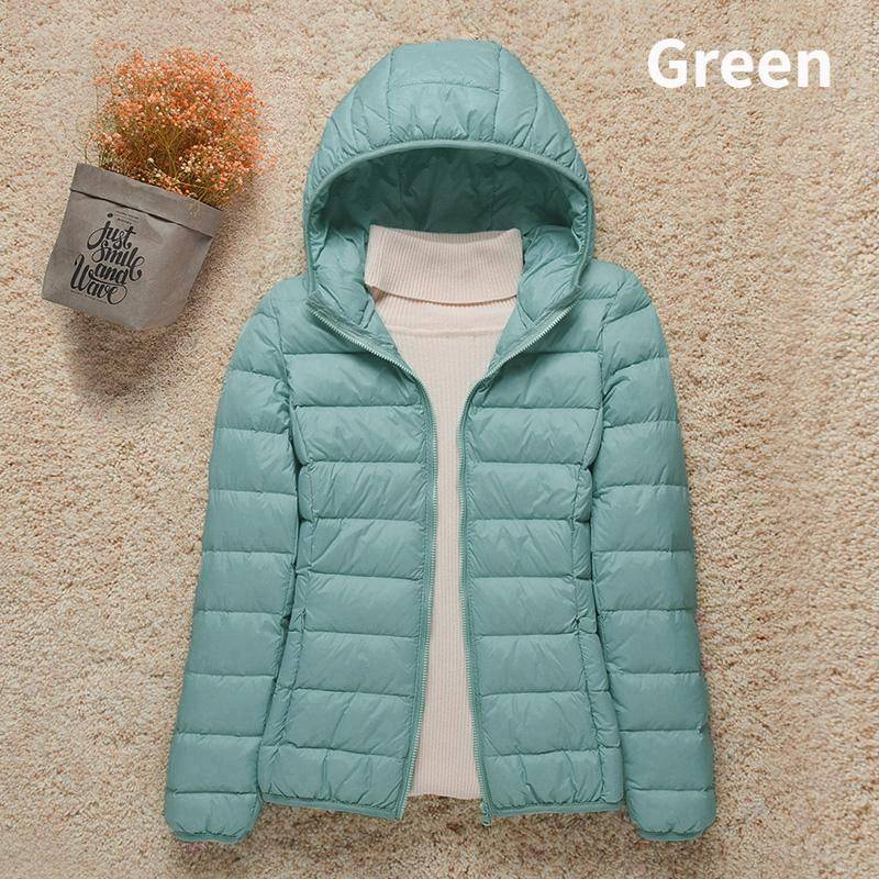 Neue Frauen Dünne Daunenjacke Weiße Entendaunen Ultraleichte Jacken Herbst Und Winter Warme Mäntel Tragbare Outwear 6XL von Joom DACH