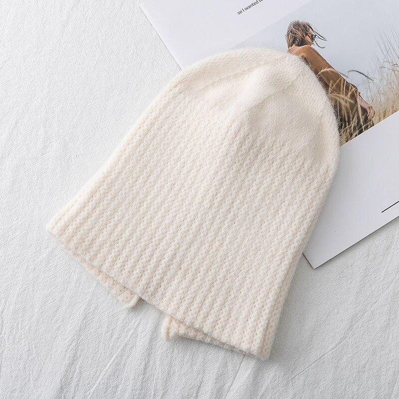Neue Frauen Hut Kpop Stil Herbst Und Winter Hut Weiche Beanie Hüte Für Frauen Freizeit Zurück Split Teenager Pferdeschwanz gestrickte Kappe 54cm-58cm weiß von Joom DACH