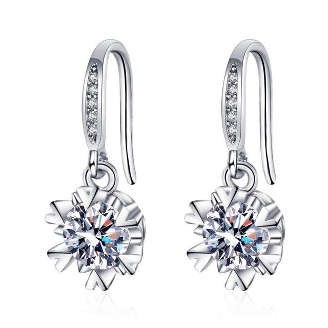 Neue Frauen Ohrring Anhänger Schneeflocke Ohrstecker 925 Silber Micro-intarsien Zirkon Luxus EIN Paar Piercing Creolen Ohrringe Schmuck Geschenk von Joom DACH