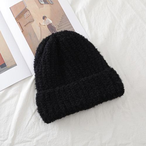 Neue Frauen Slouchy Winter Hut Mode Schmücken Manschette Beanie Hut Warme Winter Kappe Für Weibliche Casual Streetwear Gestrickte Hut 55cm-60cm schwarz von Joom DACH