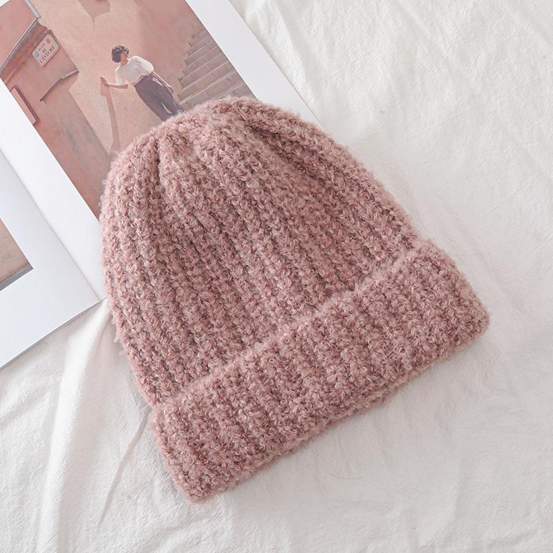 Neue Frauen Slouchy Winter Hut Mode Schmücken Manschette Beanie Hut Warme Winter Kappe Für Weibliche Casual Streetwear Gestrickte Hut 55cm-60cm rosa von Joom DACH