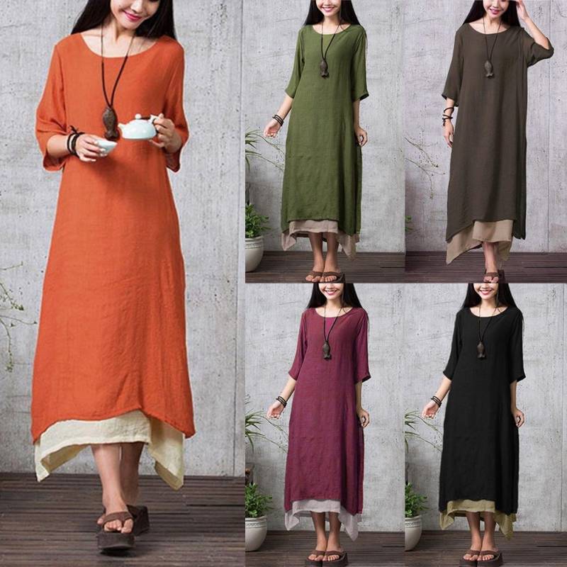 Neue Frauen Vintage Split Unregelmäßige Saum Casual Lose Boho Lange Maxi Kleid XL schwarz Neue Frauen Vintage Split Unregelmäßige Saum Casual Lose Boho Lange Maxi Kleid XL schwarz von Joom DACH